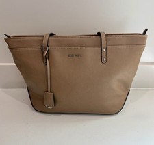Nine West Birgitta Tote Bag Beige Taupe Faux Leather Shoulder Purse Large Zip School Bag price