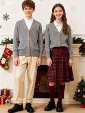 KS0022-DARK 100% Cotton Kids V-Neck Long sleeve Button Cardigan, Boys and Girls Boys' Cardigans price