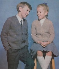 Girls boys vintage knitting patterns copy 8 ply school cardigans Boys' Cardigans price