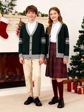KS0034-DARK 100% Cotton Kids V-Neck Long sleeve Button Cardigan, Boys and Girls Boys' Cardigans price