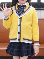 SW025 Cotton Rich Kids V-Neck Long sleeve Button Cardigan, Boys and Girls School Boys' Cardigans price