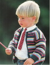Boys striped cardigan jacket knitting pattern 8 ply copy size 2,4,6 years Boys' Cardigans price