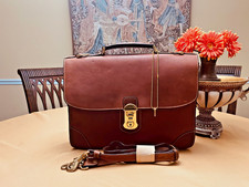 HOLLAND SPORT   Rustic Tan Heavy Saddle Leather Briefcase / Messenger Bag - USA Briefcase price