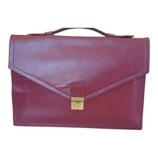 Eddy Chepras Burgundy Leather Briefcase/Document Case Top Handle Push Lock 70's Briefcase price