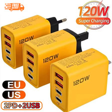 4 Port Phone Charger Plug EU UK US Fast USB Charge Type C PD 120W Apple Android Mobile Phone Charger price