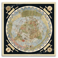 1587 Flat Earth Map of the World - Urbano Monte Vintage Map Art Globe - 20x20 Map & Globe price