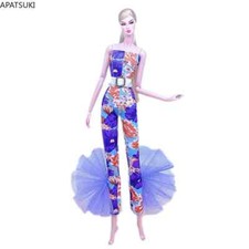Purple Floral Handmade Jumpsuit For 11.5in. Doll Outfits Clothes Set Belt 1/6 Girls' Clothing Set price