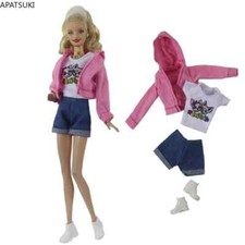 Kitty Clothes Set For 11.5" Doll Outfits Pink Hoodies T-shirt Shorts Shoes 1/6 Girls' Clothing Set price