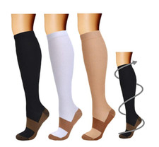 (3 Pairs) Copper Compression Socks 20-30mmHg Graduated Support Mens Womens S-XXL Suba Socks price
