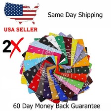 2 X Paisley Print Bandana 100% Cotton Head Warp Scarf Face Mask - USA Seller Unisex Scarf price