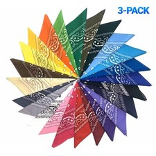 3-Pack Bandana 100% Cotton Paisley Print Double-Sided Scarf Head Neck Face Mask Unisex Scarf price