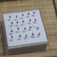 20PCS Solid Sterling silver 2MM/3MM Beads Straight Bar Rod Nose Stud Wholesale Nose Stud price