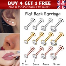 Cartilage Earrings Stud Gem Flat Disc Back Tragus Nose Helix Labret Piercing UK Nose Stud price