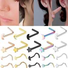5X Moon Star Nose Stud Claw Hook Screw Prong Nostril Pin Straight Curve Piercing Nose Stud price