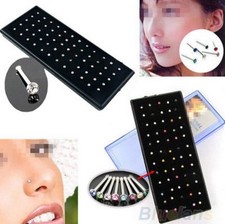 60Pcs Crystal Rhinestone Bone Stud Stainless Steel Body Piercing Nose Jewelry Nose Stud price