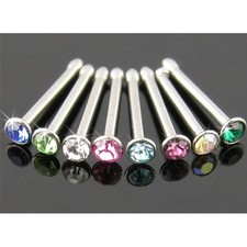 Nose Ring Stainless Steel Bone Stud with 2MM Rhinestone Nose Stud price
