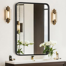 Bathroom Mirror for Wall, 30X22 Inch Rectangle Mirror, Matte Black Metal Framed Framed Mirror price