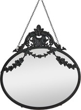 Creative Co-Op Vintage Pewter Framed Wall Mirror with Decorative Chain, Black Framed Mirror price