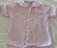 Old world linens Baby Toddler Pink White Striped Blouse Short Sleeve Size 2 Baby Blouse price