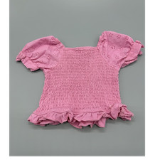 Rare Editions Girls 2T Pink Floral Ruffle Bow Short Sleeve Blouse 100% Cotton Baby Blouse price