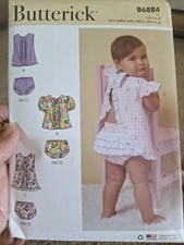 Butterick B6884 Baby Top w Front Tucks Back Button Ruffle Panties NB-XL UNCUT Baby Panties price