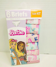 Barbie Girls 6-Pack Brief Underwear Cotton 4T Multicolor Mixed Pattern Baby Panties price