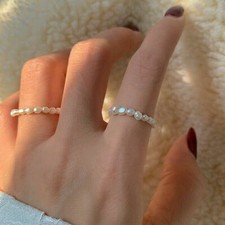 4-5mm Natural White Freshwater Baroque Pearl Circle Adjustable Stretchy Rings Pearl Ring price