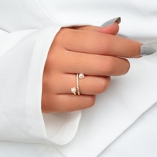 Beautiful Round Imitation Pearl Ring Gold Tone Wrap Band Women Engagement Gift Pearl Ring price