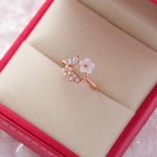 Fashion Flower Heart Butterfly Leaf Opening Ring Women Adjustable Jewelry Gift Pearl Ring price