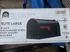 Architectural Mailboxes Elite Black Post Mount Mailbox, Large, Steel, Rust Resis Mailbox price