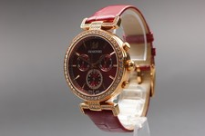Top MINT Swarovski Chronograph Swiss Made Quartz Red Rose Gold Watch From JAPAN Swarovski Bracelet price