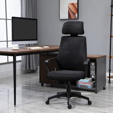 Mesh Back Office Chair w/ Adjustable Padded Headrest Ergonomic 5 Wheels Black Office Chair price