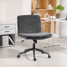 HOMCOM Criss Cross Chair with Wheels, No Arms, Wide Office Chair, Grey Office Chair price
