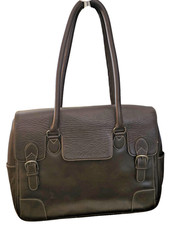 Levenger Genuine Leather Expandable Briefcase Laptop Shoulder Bag Dk Brown Women's Briefcase price