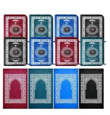 TRAVEL POCKET PRAYER MAT RUG JA NAMAZ WITH QIBLA KAABA COMPASS IN POUCH Prayer Rug price