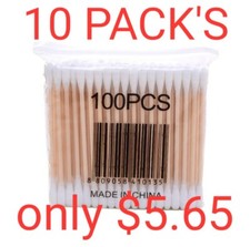 Q-tips/Cotton Swabs bamboo Stick Double Tipped 10 packs of 100=1000 swabs Baby Cotton Swabs price