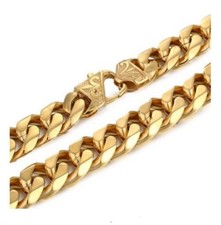 13/15mm Heavy Cut Men's Chain Stainless Steel Curb Cuban Link Bracelet Necklace Gold Necklace price