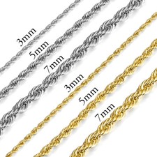 3/5/7mm Twisted Rope Chain Gold Plated Stainless Steel Link Necklace Christmas Gold Necklace price