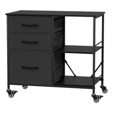 3 Drawer File Cabinet with Wheels Rolling Printer Stand Open Storage Shelf Black Metal Filing Cabinet price