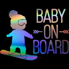 2pcs Baby on Board Boy Snowboard Car Vinyl Stickers Door Window Bumper Decal Baby Door Ornament price