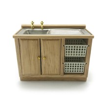 Dollhouse 1:12 Wooden Kitchen Sink Basket Bathroom Cabinet Miniature Furniture Bathroom Cabinet / Furniture price