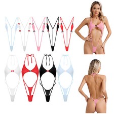 Womens Microkinis Stretchy Sexy Sling Bikini One Piece Swimsuit High Cut Leotard Monokini price