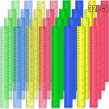 12 Inch Plastic Rulers, 32 PCS Transparent Assorted Color Metric Bulk Rulers ... Measuring-Drawing Set price