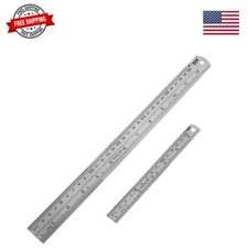 Metal Ruler Set, Stainless Steel 6 Inch and 12 Inch Rulers with Inches and Ce... Measuring-Drawing Set price