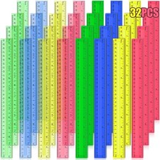 12 Inch Plastic Rulers, 32 PCS Transparent Assorted Color Metric Bulk Rulers ... Measuring-Drawing Set price