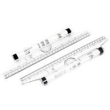 2 PCS Plastic 12 Inch Multifunctional Measuring Drawing Parallel Rolling Ruler Measuring-Drawing Set price