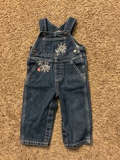 Baby Girl Carhartt Overalls Embroidered Denim Heart Buttons Flowers 12 Months Baby Overalls price