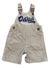 OshKosh B'Gosh Khaki Overalls 12 Months Child Bib Logo Embroidered Beige Baby Overalls price