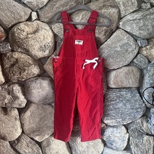 OshKosh B'gosh Overalls Toddler 18M Red Corduroy Cargo Pocket Snap Leg Bib Bow Baby Overalls price