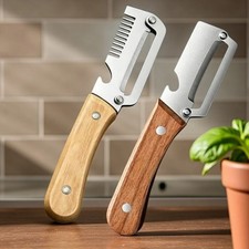 2 PCS 3-in-1 Multifunctional Vegetable Peeler with Wooden HandleJulienne Slicer. Slicers price